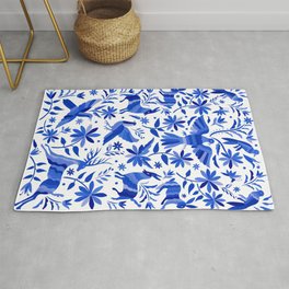 Mexican Otomí Design in Deep Blue by Akbaly Rug
