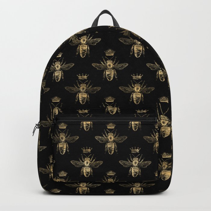 Black & Gold Queen Bee Pattern Backpack