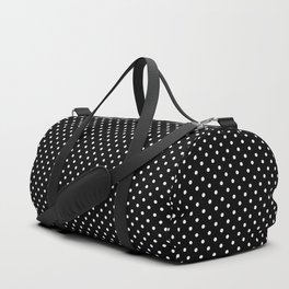 Black and white polka dot white polka dots on black background Duffle Bag
