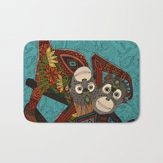 orangutans blue Bath Mat
