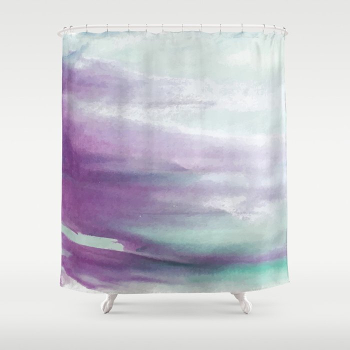 Purple green watercolor swash Shower Curtain