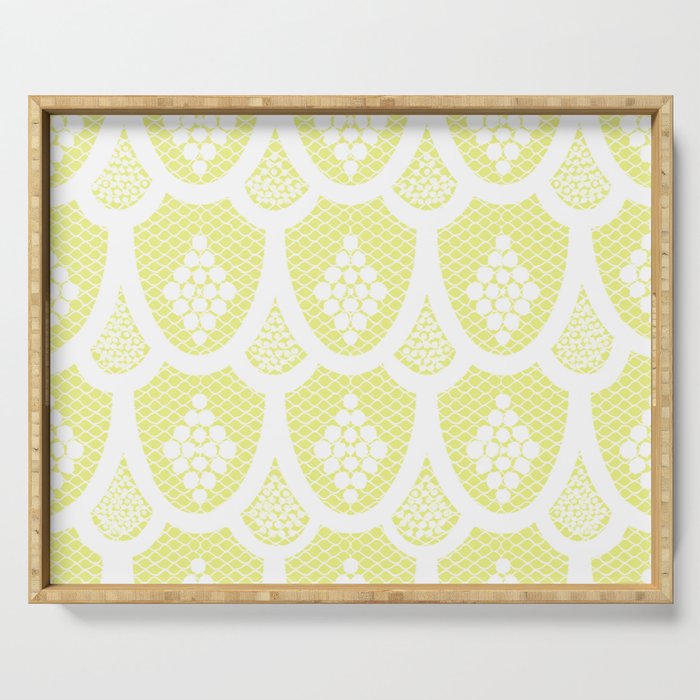 Palm Springs Poolside Retro Pastel Yellow Lace Serving Tray