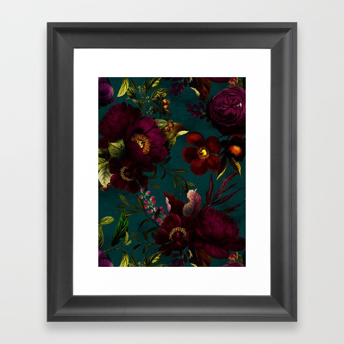 Before Midnight Vintage Flowers Garden Framed Art Print