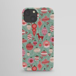 Mid-Century Ornaments in Red and Mint iPhone Case