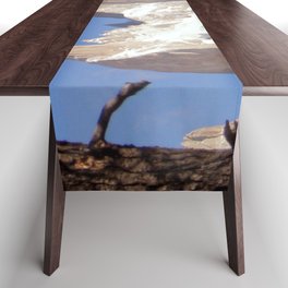 Argentina Photography - Huge Snowy Mountains Seen From Between Two Trees Table Runner