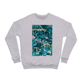 A Cause for Celebration: a colorful abstract design in blue, tan, and neon green by Alyssa Hamilton Art Crewneck Sweatshirt