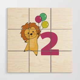 Lion Second Birthday Balloons For Kids Wood Wall Art