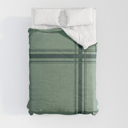 Minimal Plaid in Green Comforter