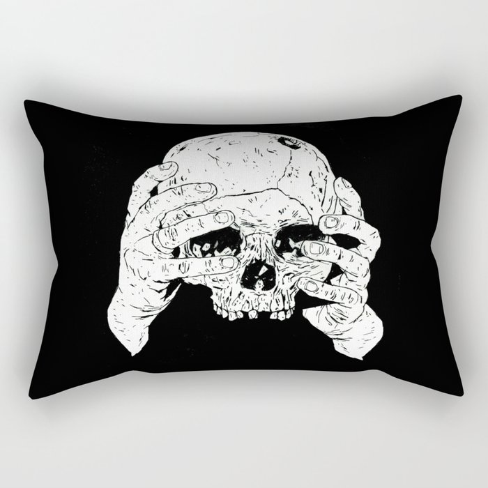 Skull In Hands Rectangular Pillow