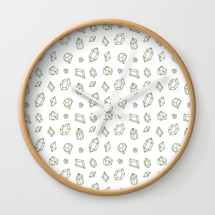 Green Gems Pattern Wall Clock
