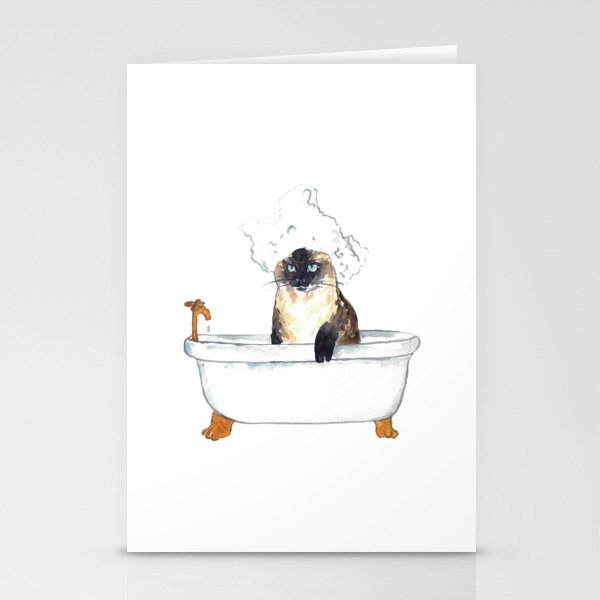 SPA Cat Siamese tabby Painting Wall Poster Watercolor Stationery Cards