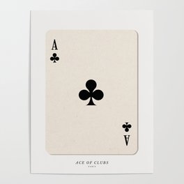 Ace of Clubs Playing Card Art Print Trendy Poster | Tiktok, Pinterest, Dormdecor, Blackandwhite, Trendy, Typography, Graphicdesign, Vintage, Digital, Playingcard 