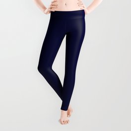 Peacock Feathers Solid Midnight Blue 1 Leggings