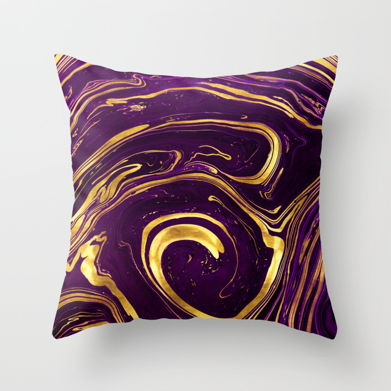 Golden Marble Purple Passion Throw Pillow By Patternsoflife