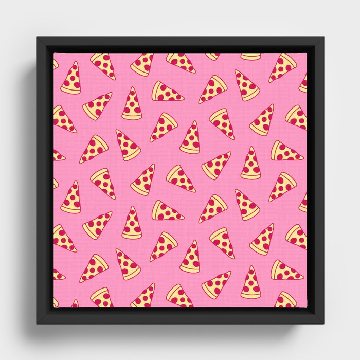 Pink Pizza Pattern Framed Canvas