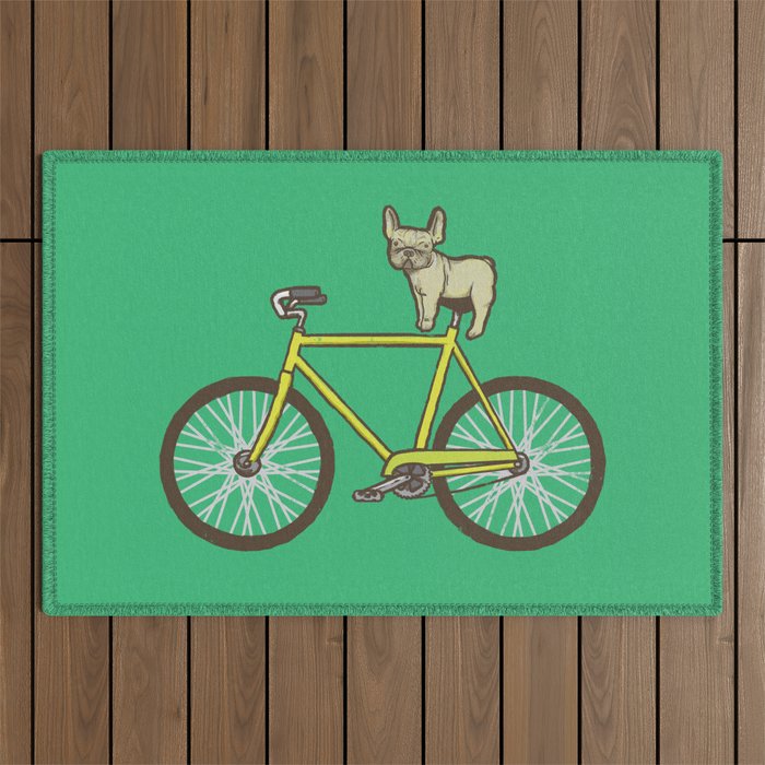 Frenchie on a Fixie Outdoor Rug