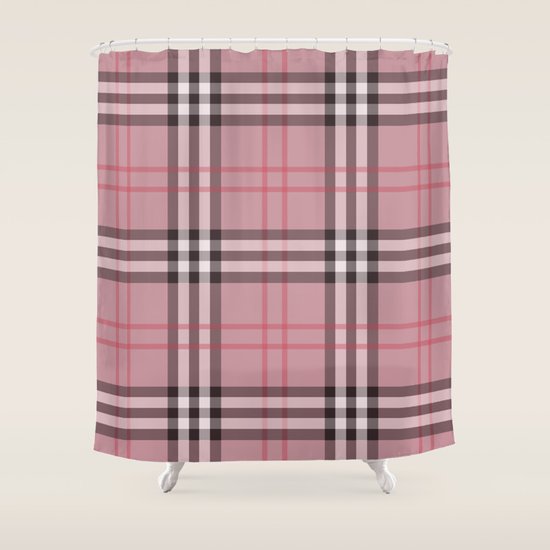 Classic Vintage Blush Pink Check Tartan Shower Curtain By