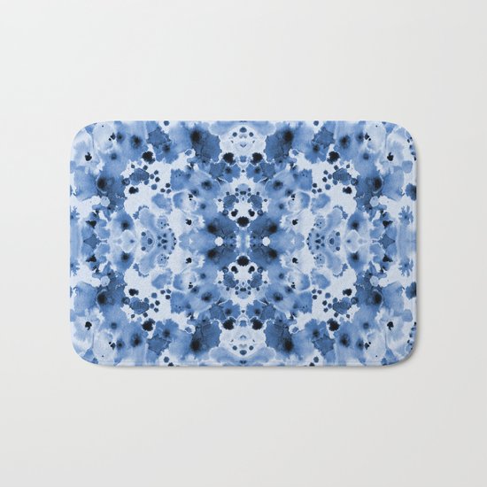 Indigo Splash - painterly blue artist summer watercolor cute cell phone case Bath Mat