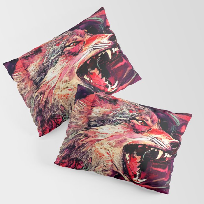 The Lone Wolf | Multi-color Digital Illustration Graphic Design Pillow Sham