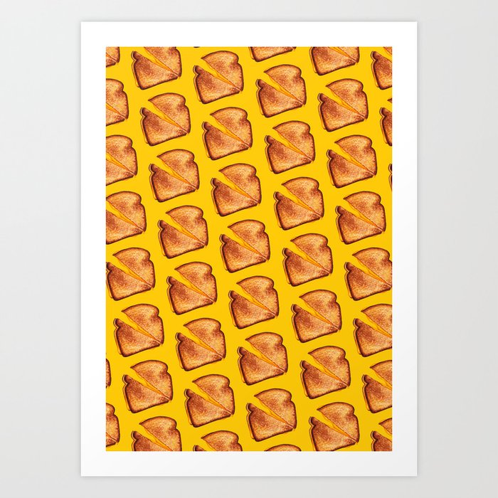 Grilled Cheese Sandwich Pattern - Yellow Art Print