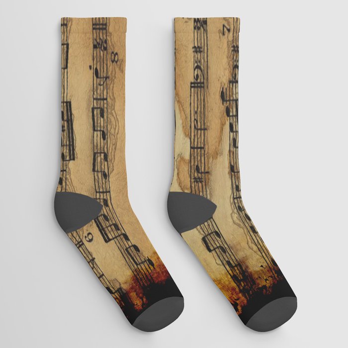 Grunge Sheet Music Music-lover's Design Socks