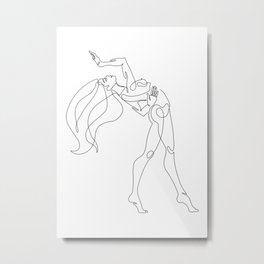 Minimal one line art poster of dancer Metal Print