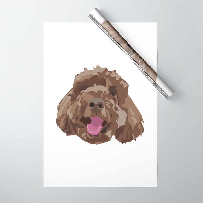 Brown Poodle Happy Dog Face Wrapping Paper by Maria Workman Society6