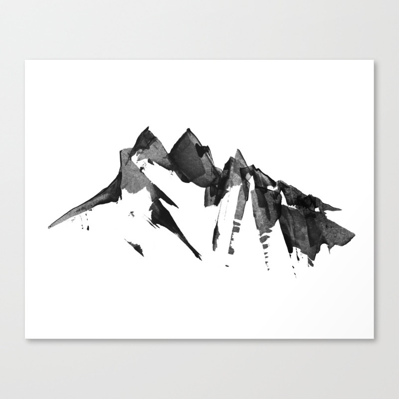 Mountain Painting Landscape Black And White Minimalism By Magda Opoka Canvas Print By Magdaopoka Society6
