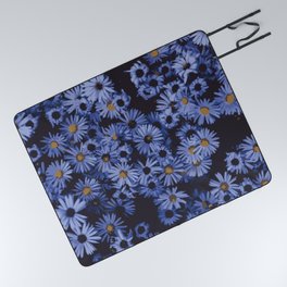 Midnight Blue Wildflowers Picnic Blanket