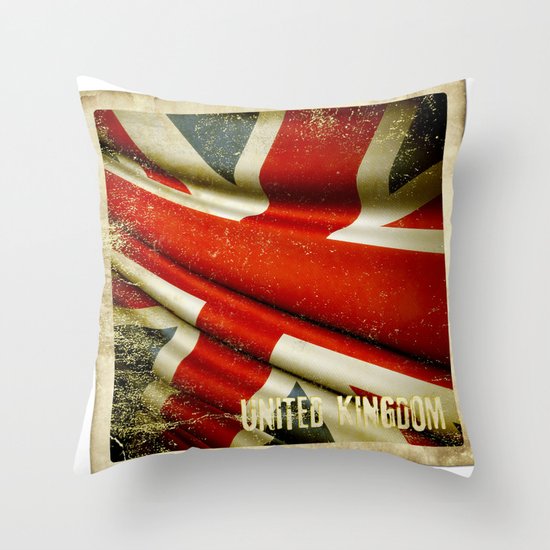 Sticker with UK flag Throw Pillow