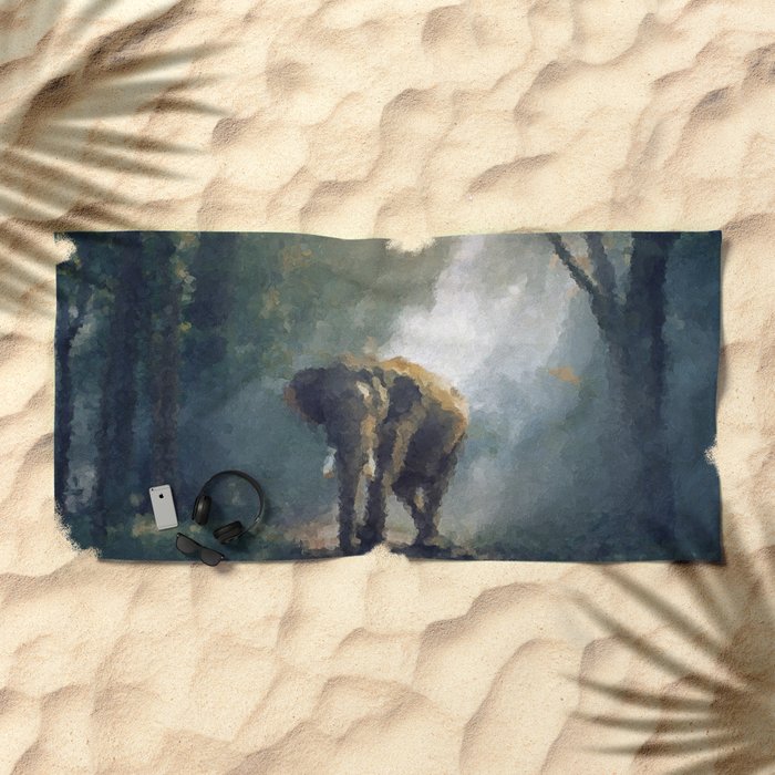 Elephant On Patrol Styled Painting Wall Art Poster Big Wall Art