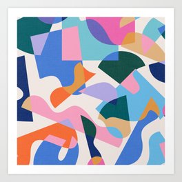 80's Summer Holiday Abstraction / Cut-Out Shapes on Cream Art Print