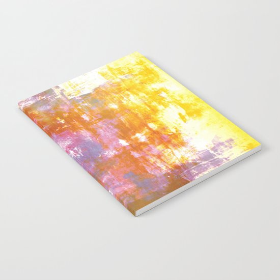 OFF THE GRID 3 Colorful Pastel Neon Purple Rust Yellow Abstract Watercolor Acrylic Textural Painting Notebook