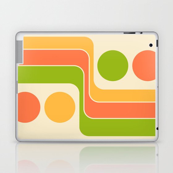 Retro Geometric Design 750 Orange Green Yellow and Beige Laptop & iPad Skin