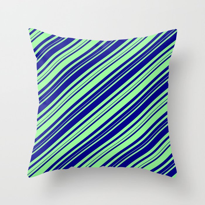 Dark Blue and Green Colored Lines/Stripes Pattern Throw Pillow
