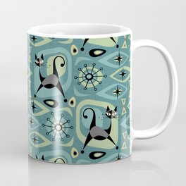 Mid Century Cat Abstract - Blue Mug