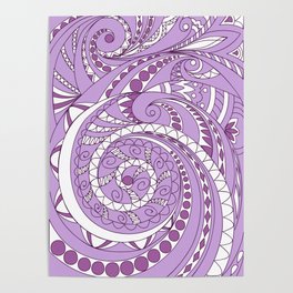 zen tangled swirl pattern 1 on the violet Poster