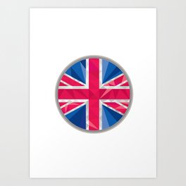 Union Jack UK GB Flag Circle Low Polygon Art Print | Vector, Digital, Illustration 