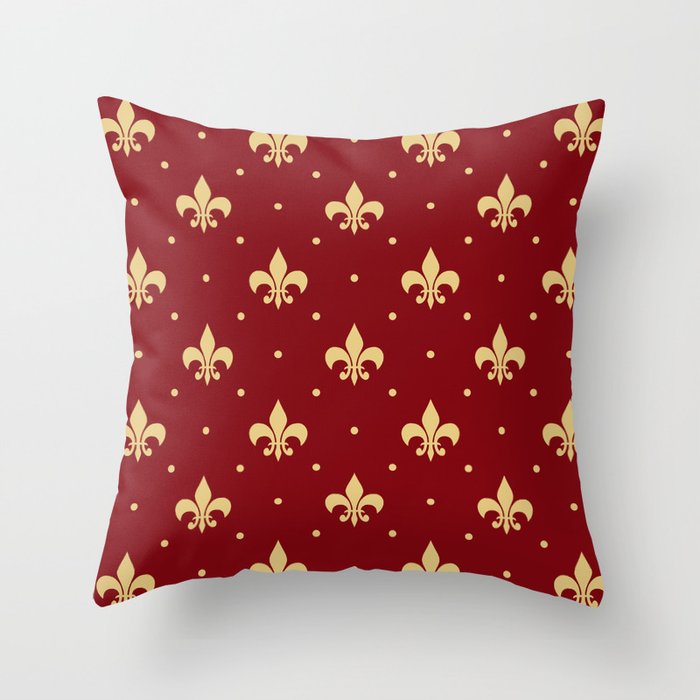 Fleur De Lis design - red Throw Pillow