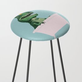 Playful T-Rex in Bathtub in Green Counter Stool