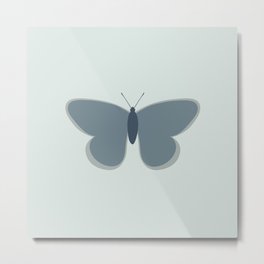 Fly Butterfly - Minimalist Butterflies in Neutral Blue Gray and Ice Blue Metal Print | Painting, Ice Blue, Insect, Blue, Gray Blue, Butterflies, Butterfly, Kierkegaard Design, Moth, Minimal 