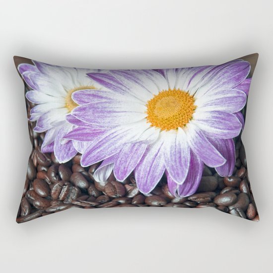 COFFEE & VIOLET DAISY Rectangular Pillow