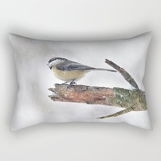 Chickadee Versus Winter Storm Stella Rectangular Pillow