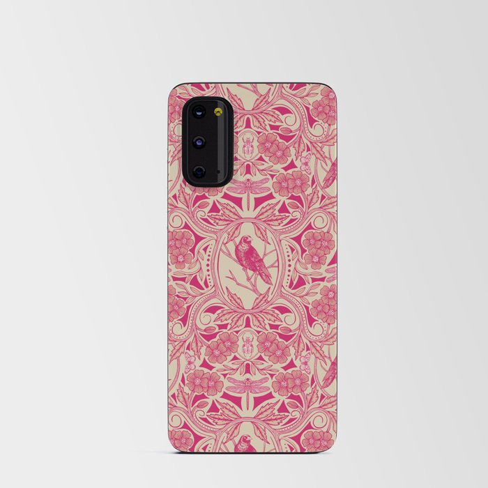 Hot Pink/Red & Cream Crow & Dragonfly Floral Android Card Case