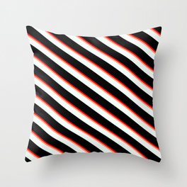 [ Thumbnail: Red, Light Salmon, Mint Cream, and Black Colored Pattern of Stripes Throw Pillow ]