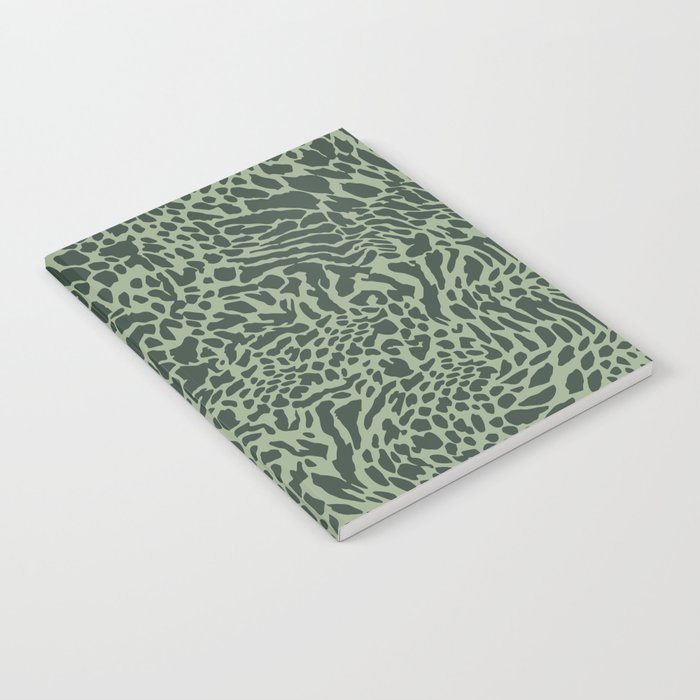 Leopard Print Pattern in Dark and Sage Green Notebook