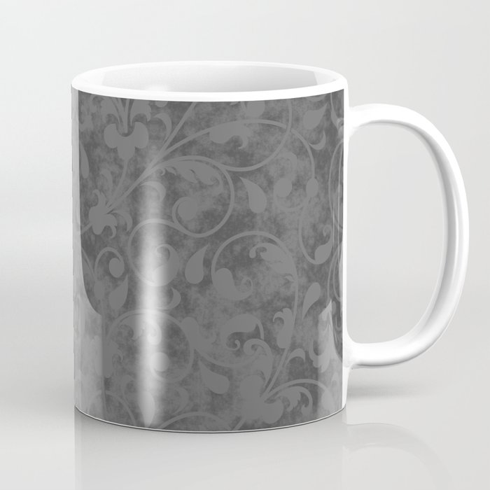 Modern Farmhouse Gray Damask Print Flower Vine on Weathered Background  Coffee Mug by 19Monkeys | Society6