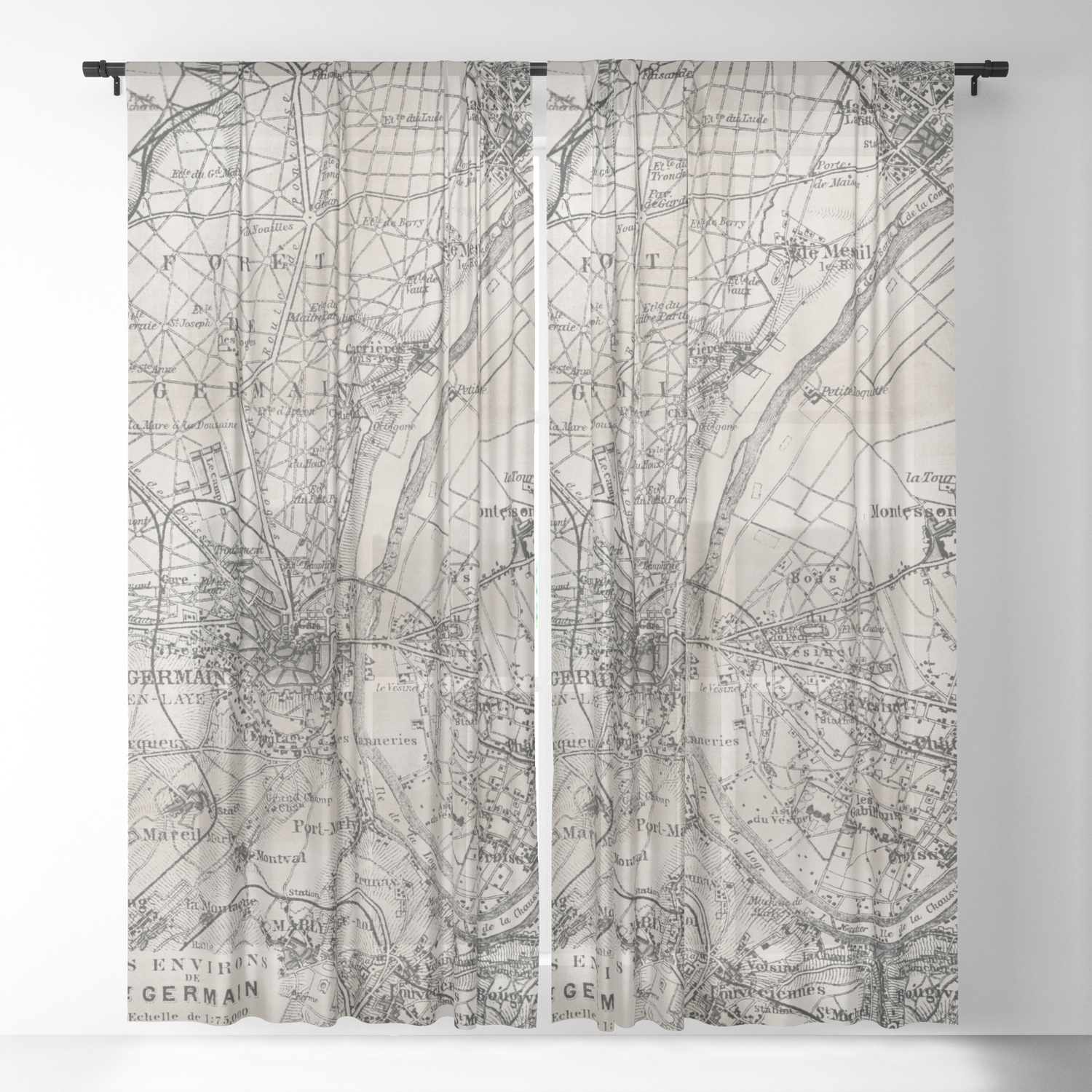 Vintage Paris Old Retro Map Sheer Curtain By Lebensart Society6