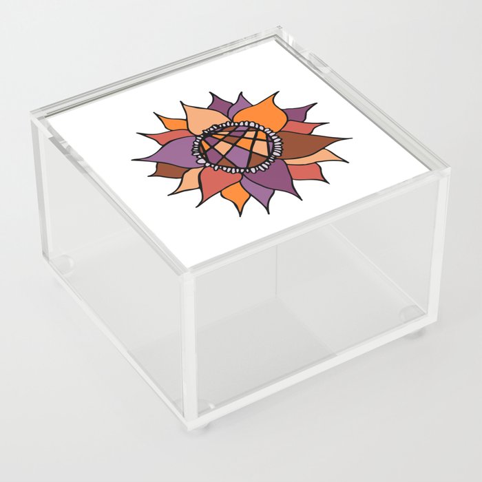 Purple & Orange Abstract Flower Acrylic Box