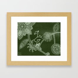 Rustic abstract floral line work Framed Art Print